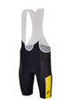 SANTINI Cyklistické kalhoty krátké s laclem - TDF LEADER - černá/žlutá/bílá