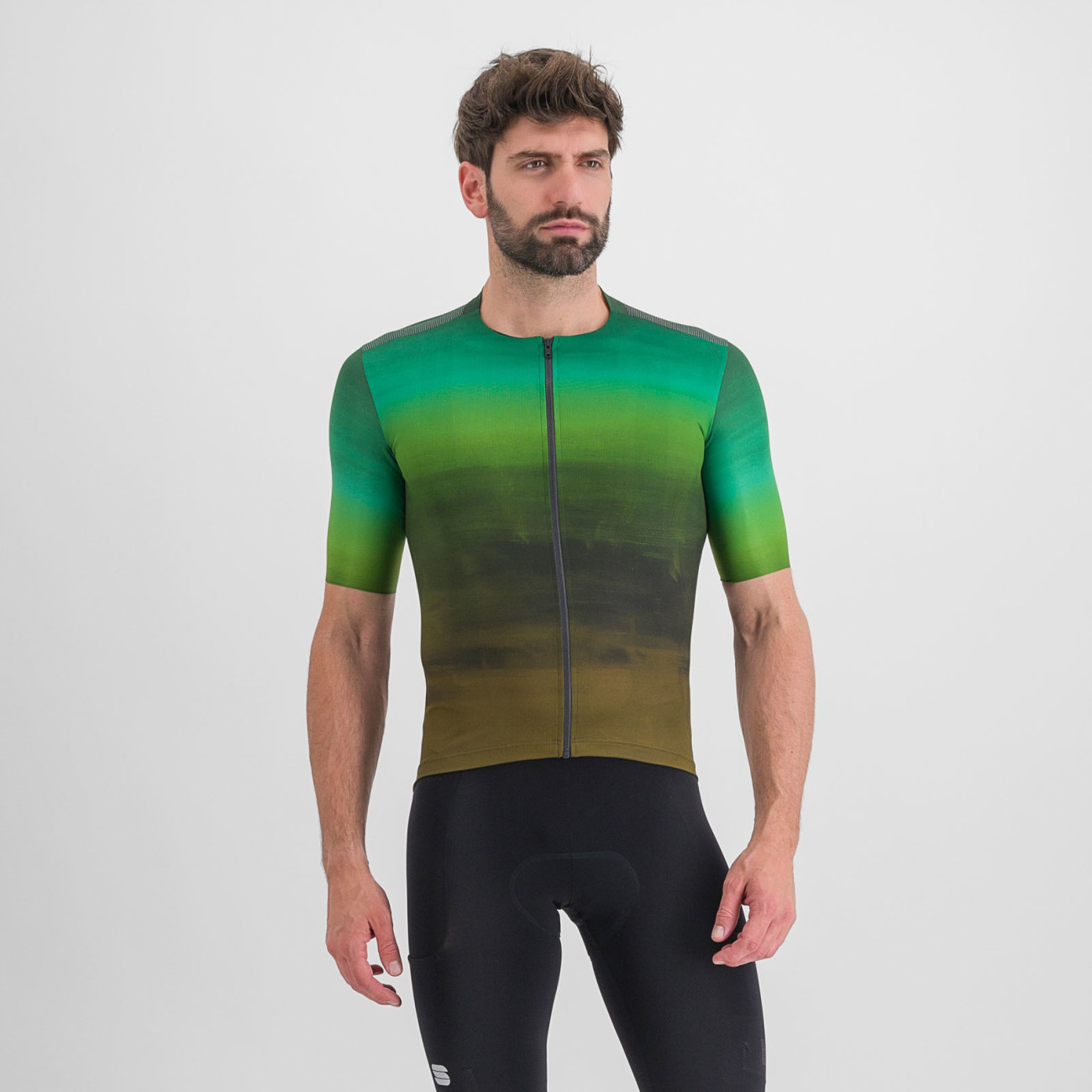 Levně SPORTFUL Cyklistický dres s krátkým rukávem - FLOW SUPERGIARA - zelená/hnědá L