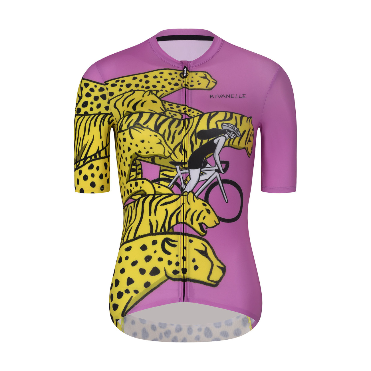
                RIVANELLE BY HOLOKOLO Cyklistický dres s krátkým rukávem - CHEETAH - žlutá/růžová 2XL
            