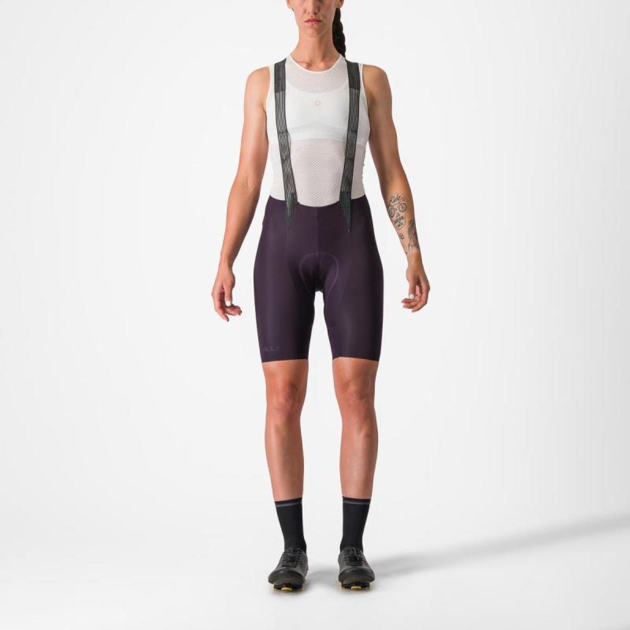 
                CASTELLI Cyklistické kalhoty krátké s laclem - FREE AERO RC W - fialová
            