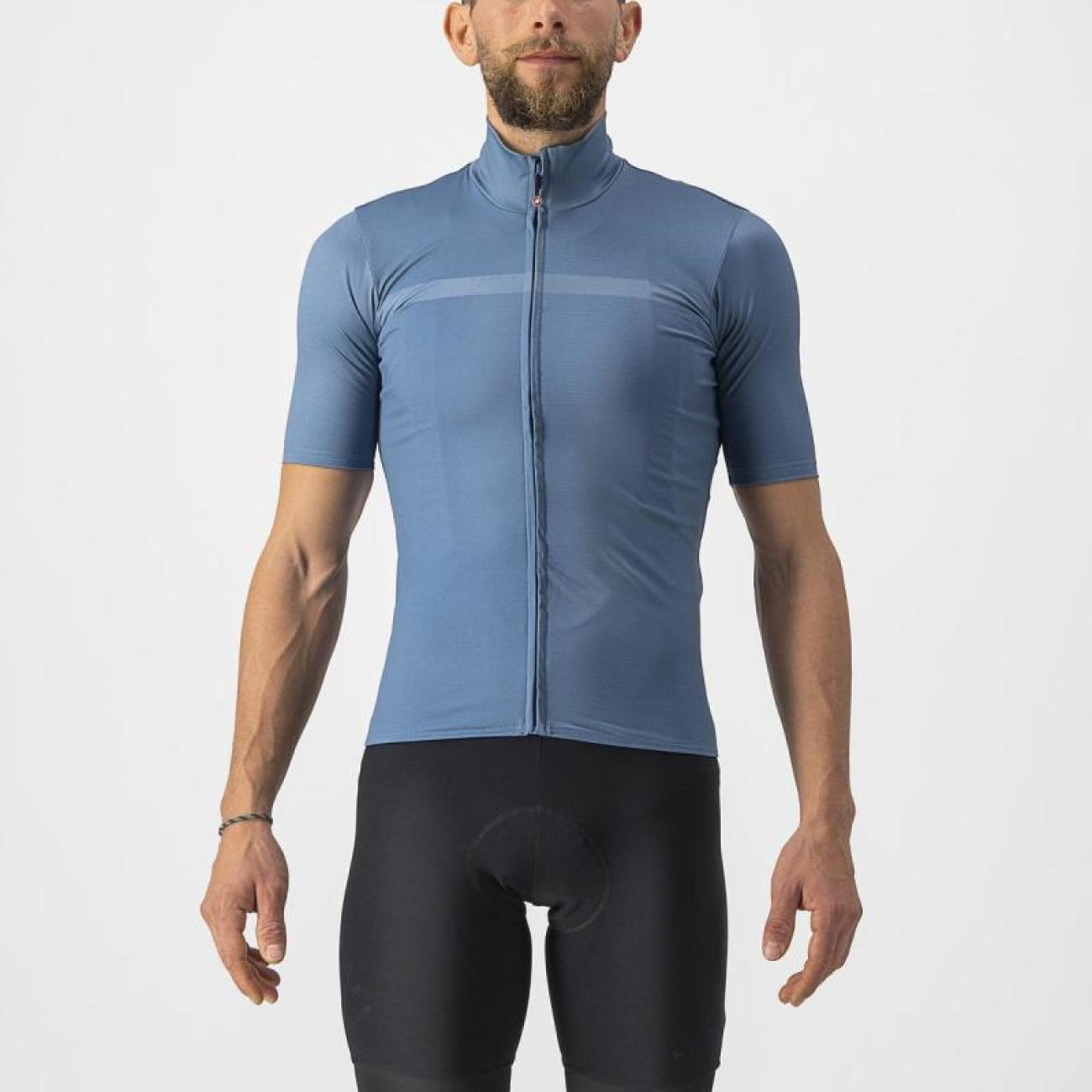 
                CASTELLI Cyklistický dres s krátkým rukávem - PRO THERMAL MID - modrá M
            