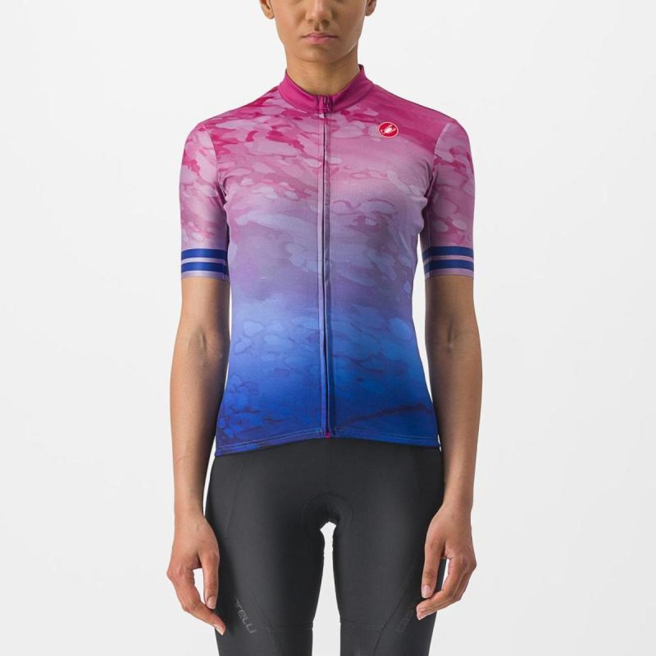
                CASTELLI Cyklistický dres s krátkým rukávem - MARMO - modrá/růžová
            