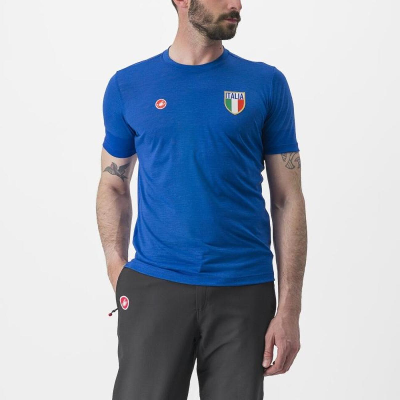 
                CASTELLI Cyklistické triko s krátkým rukávem - ITALIA MERINO - modrá
            