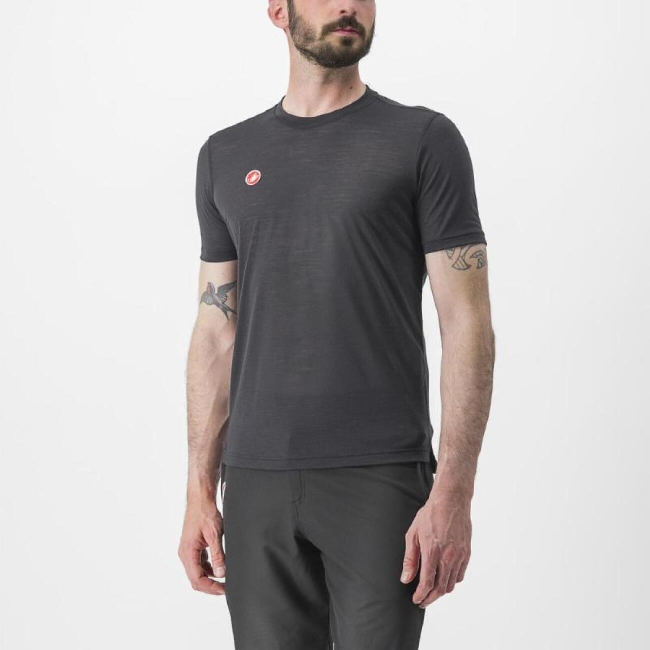 
                CASTELLI Cyklistické triko s krátkým rukávem - MERINO - černá
            