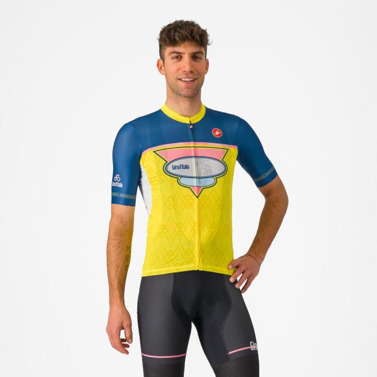 
                CASTELLI Cyklistický dres s krátkým rukávem - #GIRO107 OROPA - žlutá/modrá 3XL
            