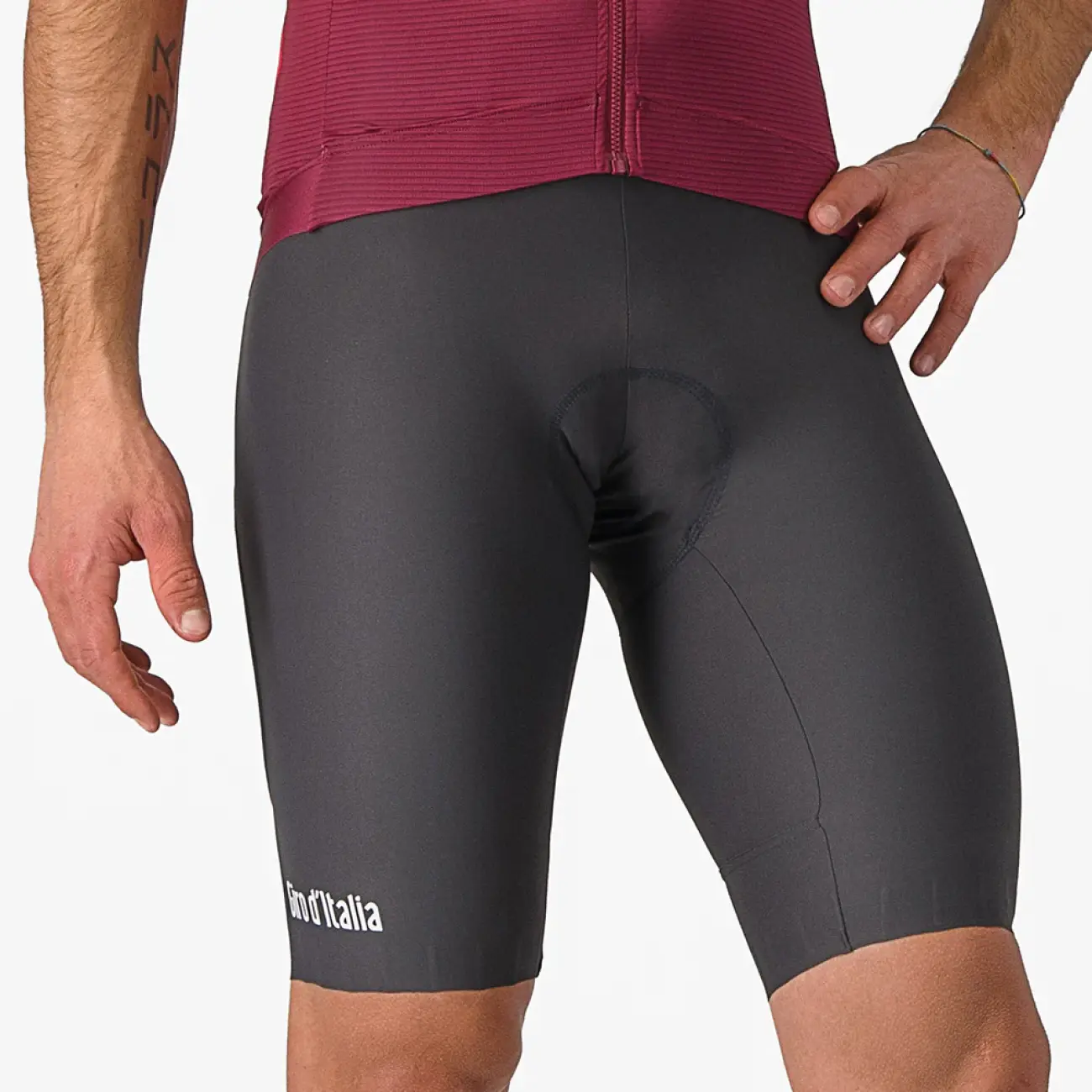 
                CASTELLI Cyklistické kalhoty krátké s laclem - GIRO TROFEO - antracitová L
            
