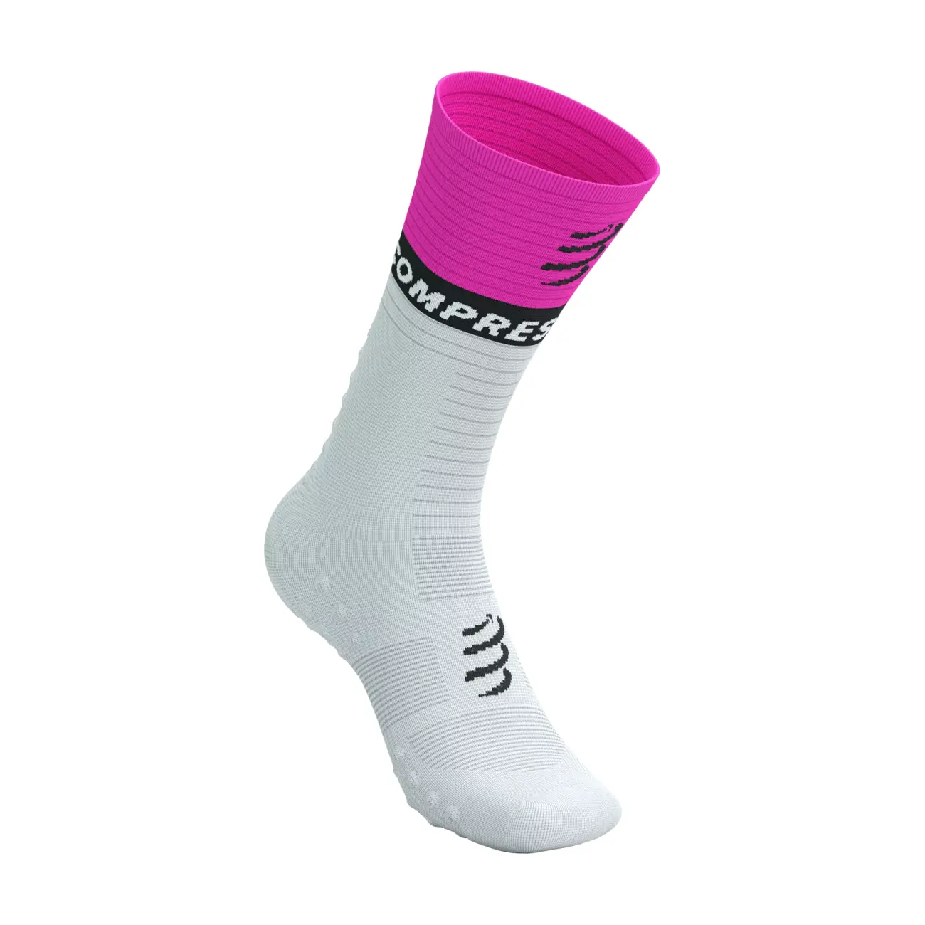 
                COMPRESSPORT Cyklistické ponožky klasické - MID COMPRESSION V2.0 - bílá/žlutá/růžová 42-44
            