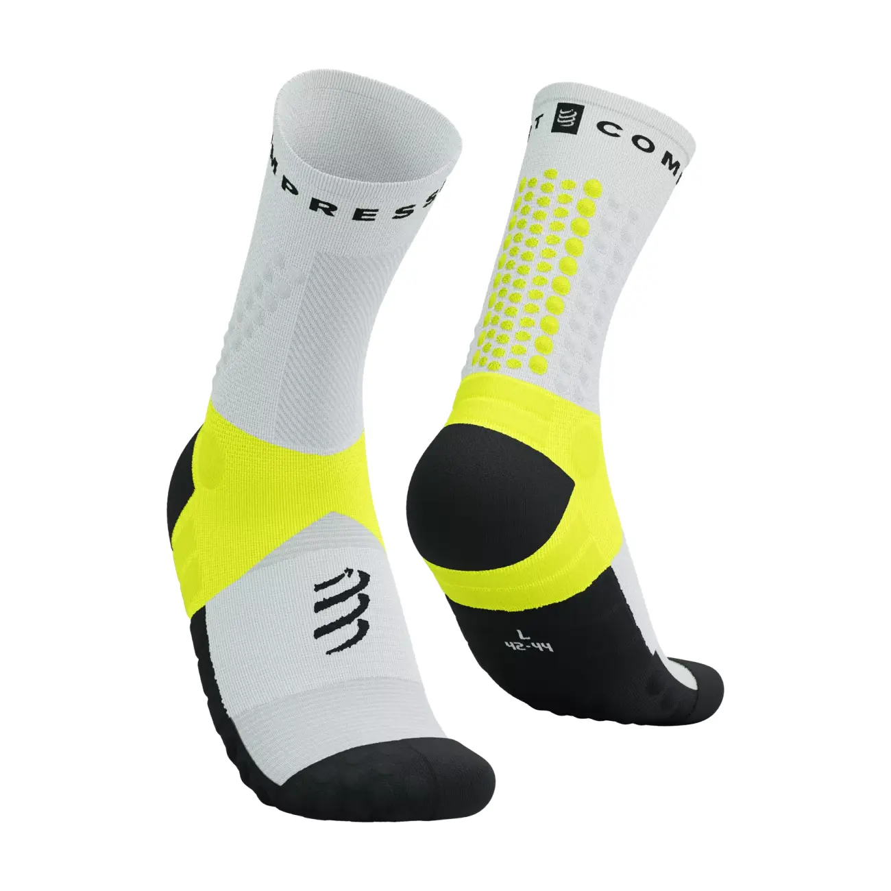 
                COMPRESSPORT Cyklistické ponožky klasické - ULTRA TRAIL V2.0 - bílá/žlutá 42-44
            