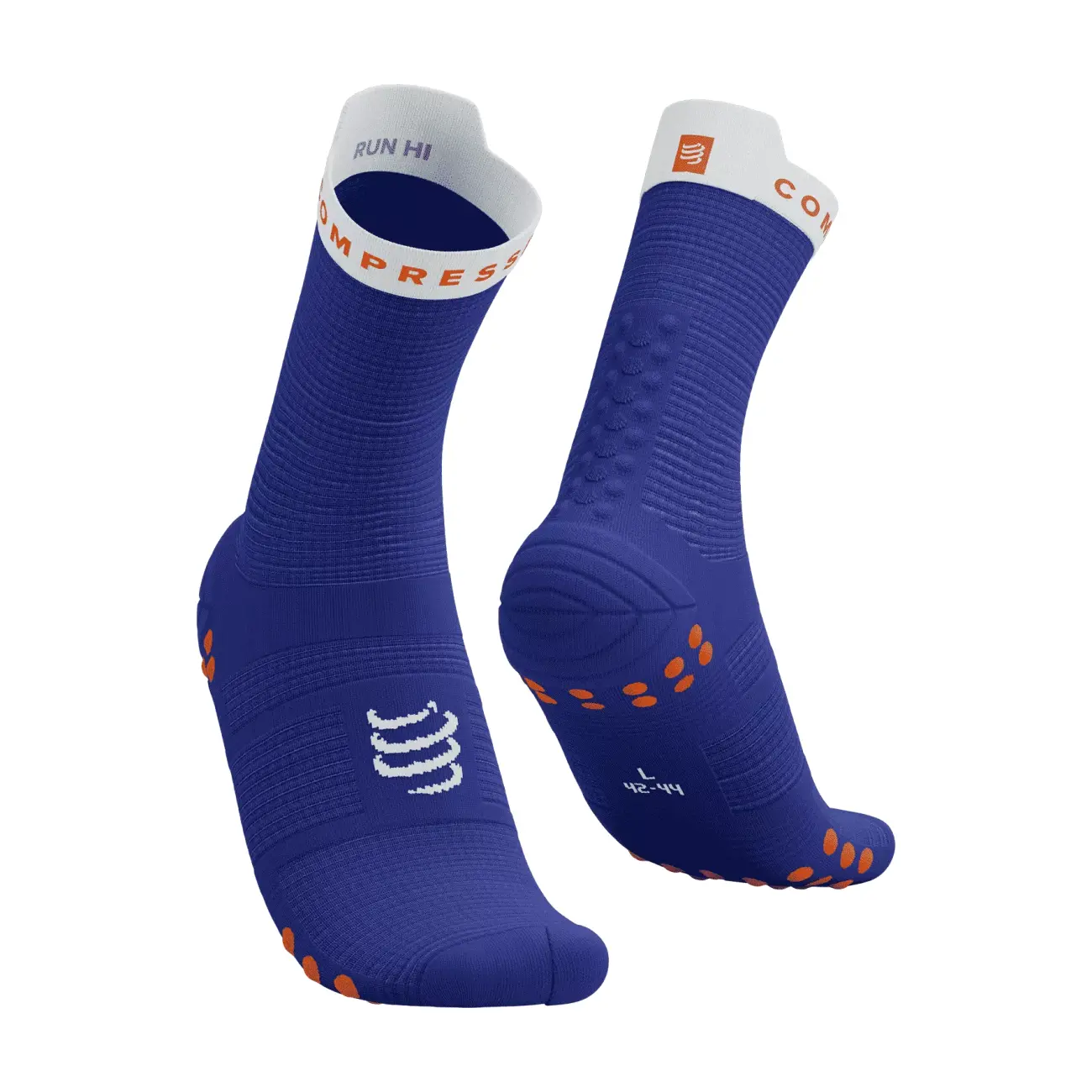 
                COMPRESSPORT Cyklistické ponožky klasické - PRO RACING  V4.0 RUN HIGH - modrá/bílá
            