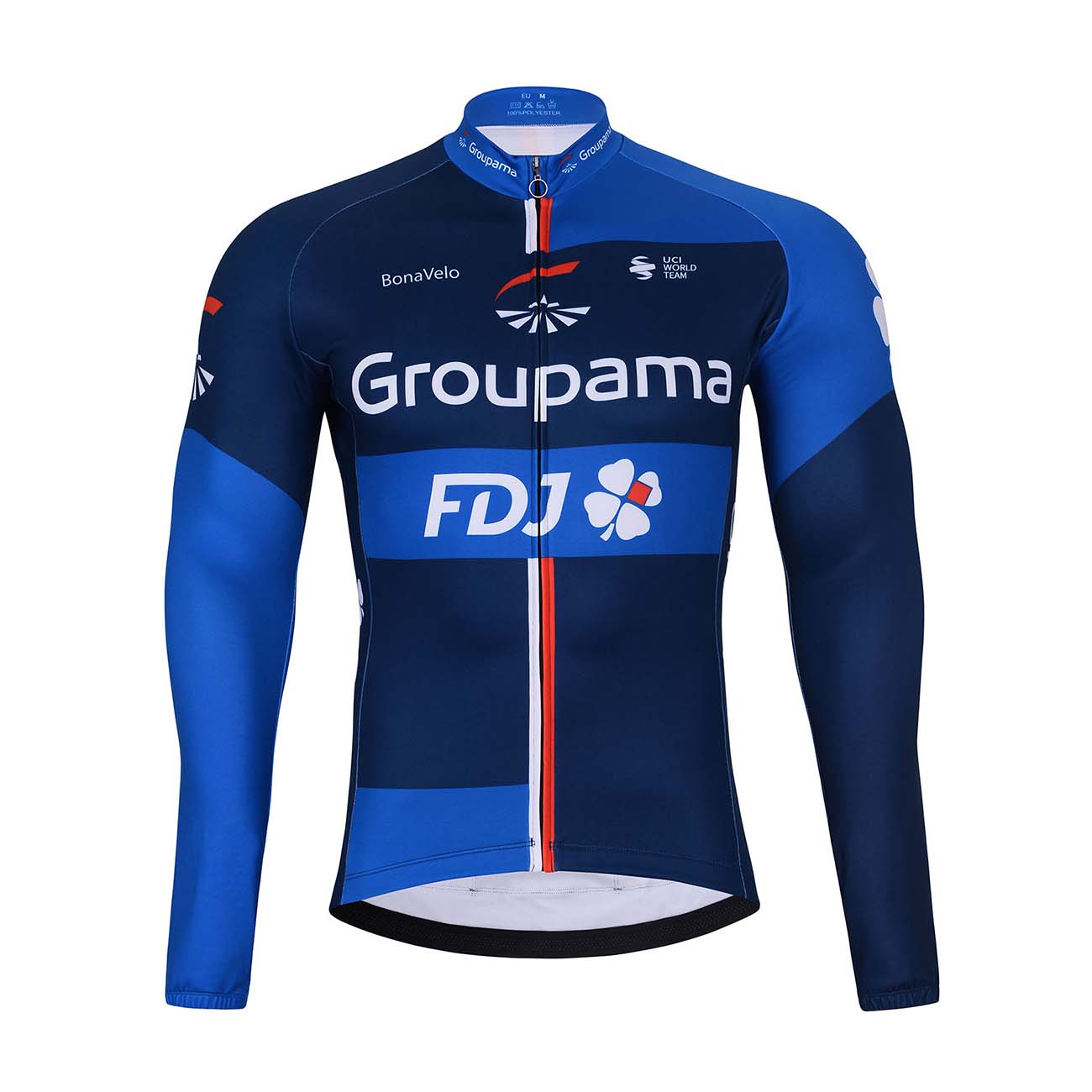 
                BONAVELO Cyklistický dres s dlouhým rukávem zimní - FDJ 2024 WINTER - modrá/černá
            