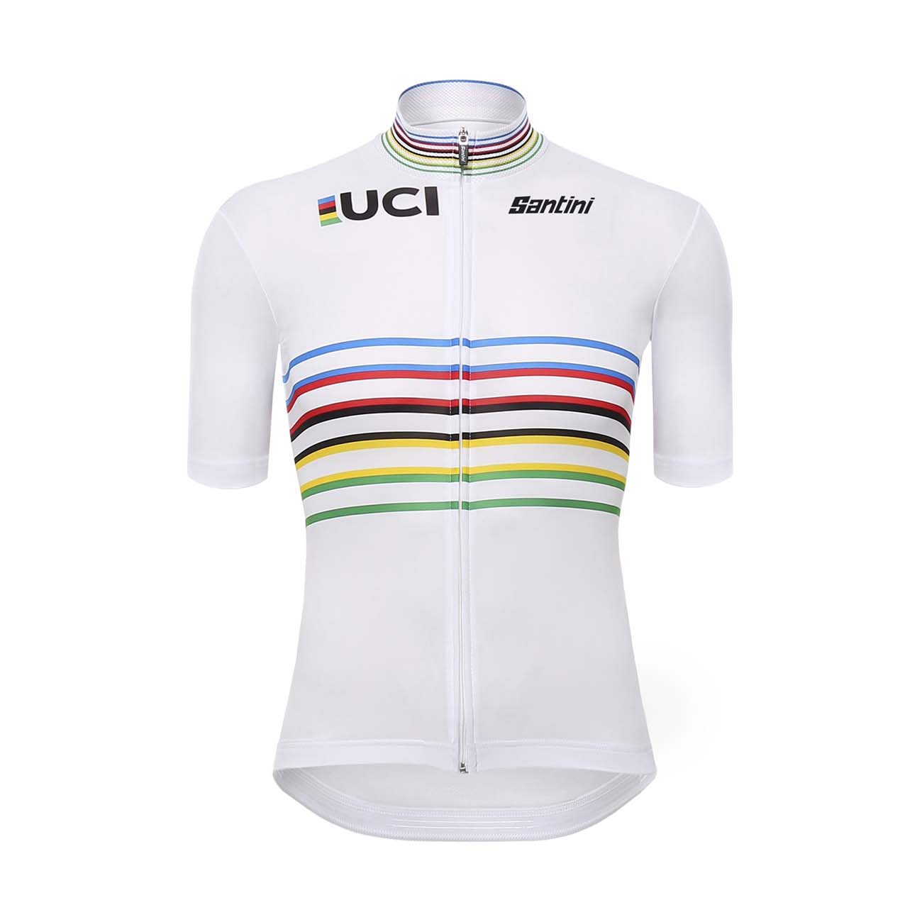 
                SANTINI Cyklistický dres s krátkým rukávem - UCI WORLD CHAMPION MASTER - duhová/bílá 4XL
            